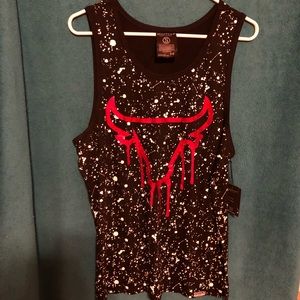 Men’s Black with White Splatters Tanktop